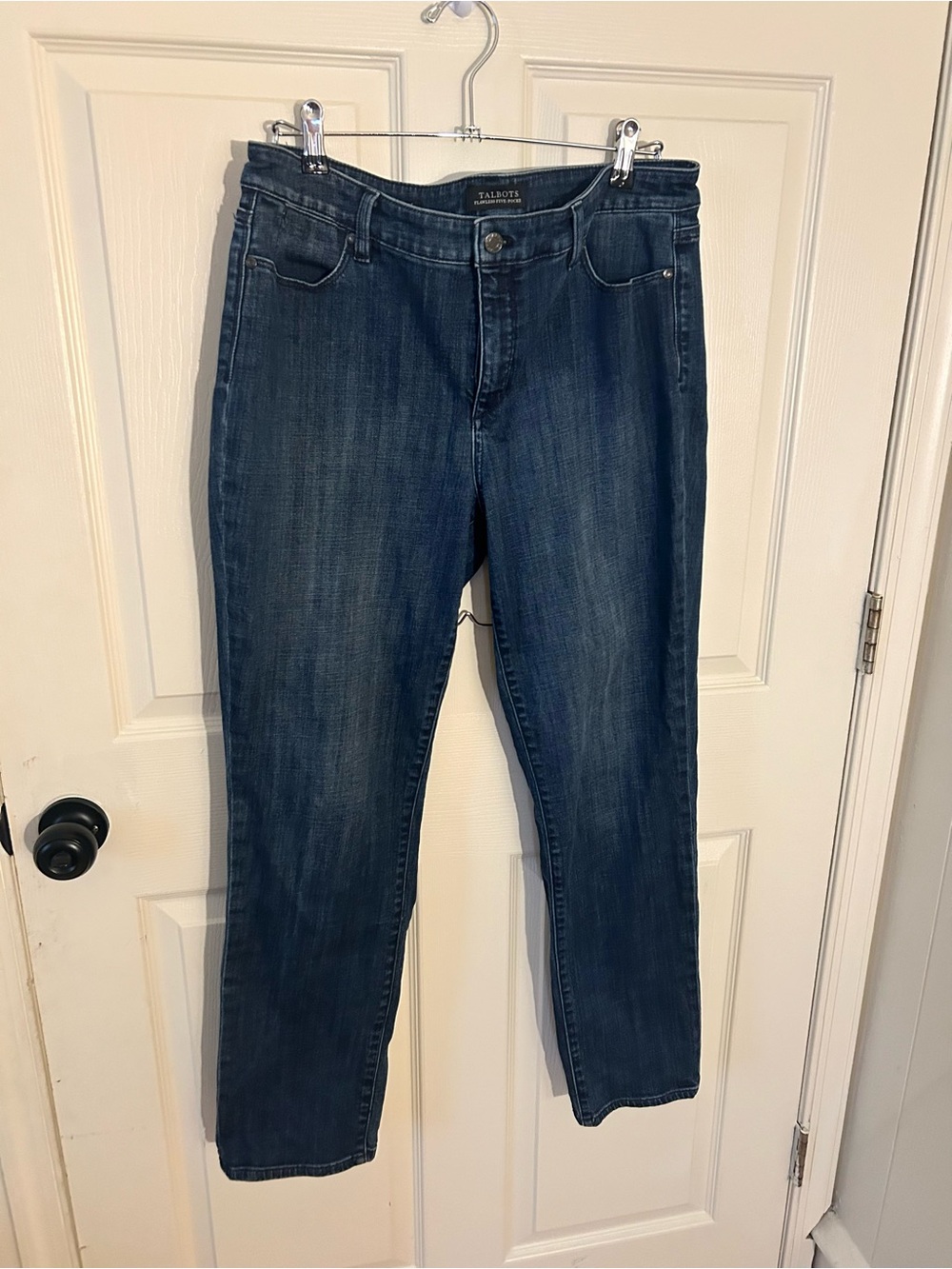 Talbots Dark Blue Straight Leg Stretch Jeans Size 14